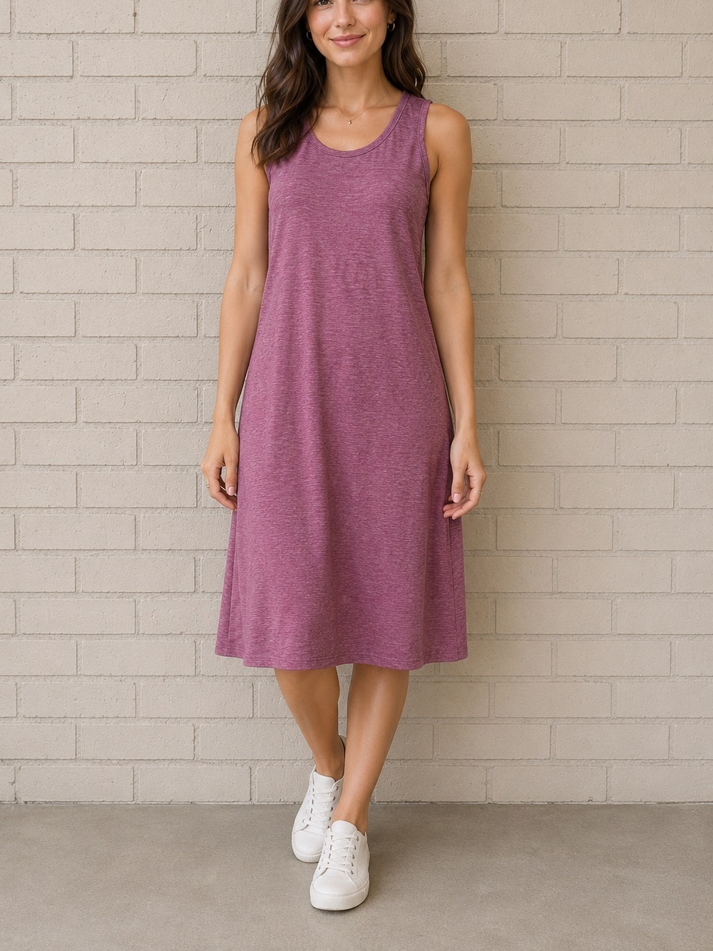 Duluth Trading Co Heathered Rose Sleeveless Midi Dress size Small